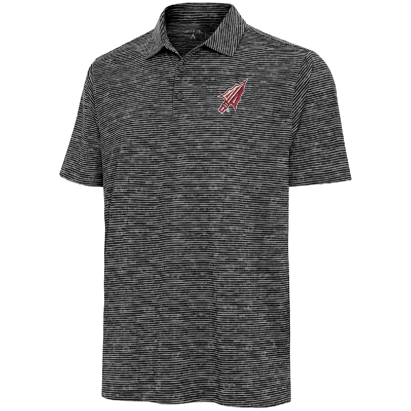 Antigua Men's Arrowhead Logo Watercolor Striped Performance Polo - Black Heather