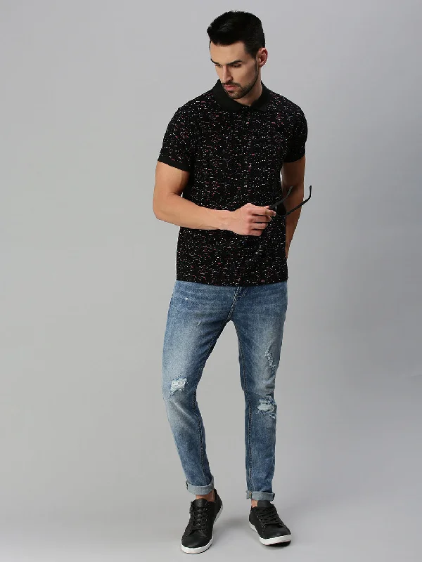 Black Printed Polo T-shirt