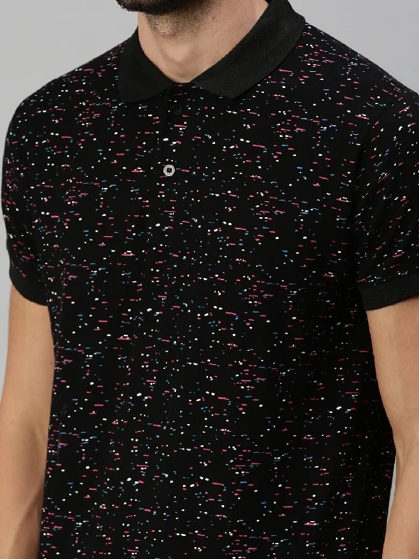 Black Printed Polo T-shirt