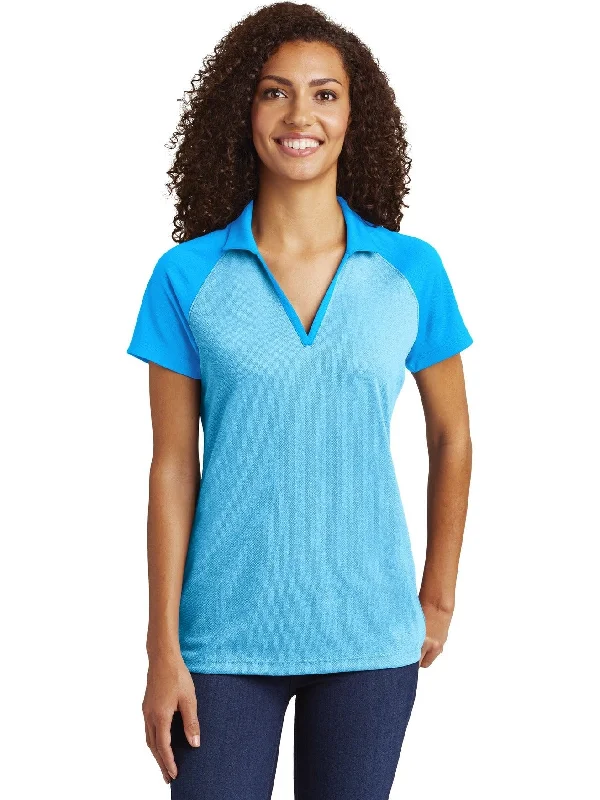 Sport-Tek Ladies Raglan Heather Block Polo