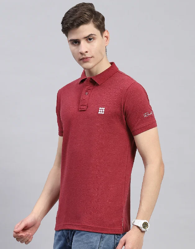 Men Maroon Solid Polo Collar Half Sleeve T-Shirt