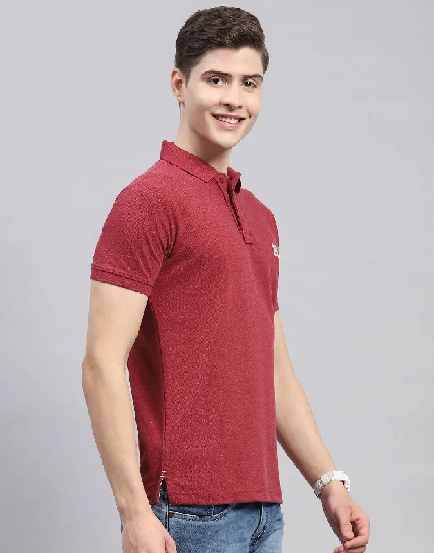 Men Maroon Solid Polo Collar Half Sleeve T-Shirt