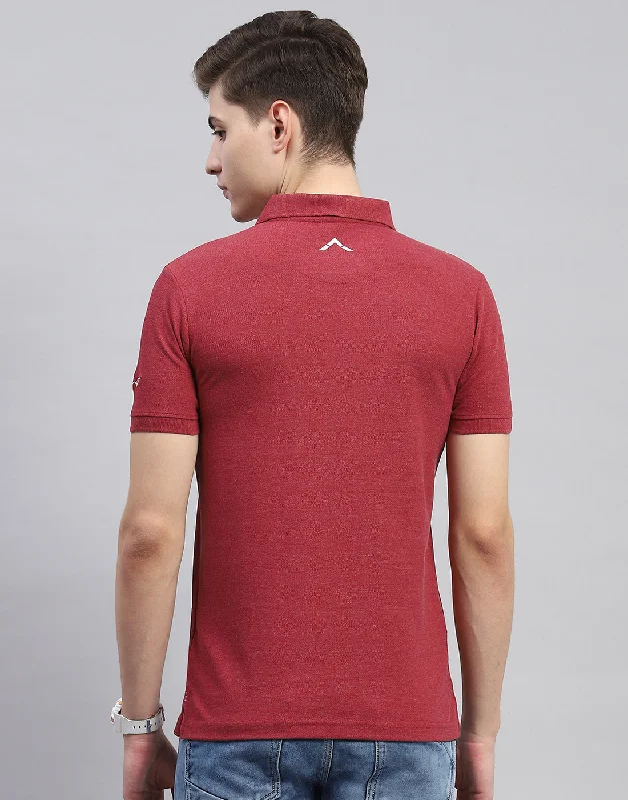 Men Maroon Solid Polo Collar Half Sleeve T-Shirt