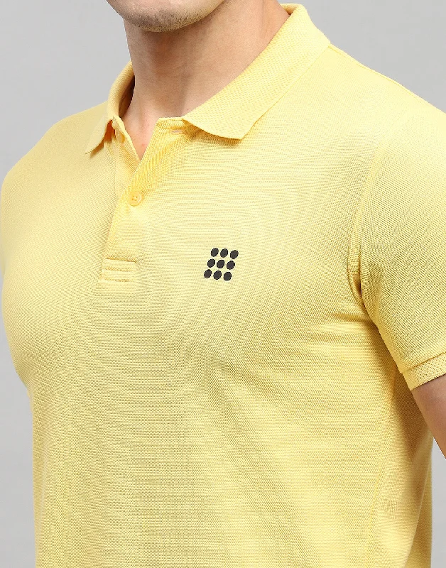 Men Yellow Solid Polo Collar Half Sleeve T-Shirt