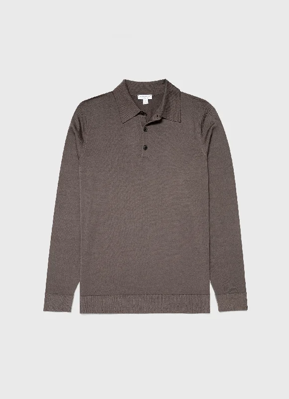 Men's Extra-Fine Merino Polo Shirt in Cedar