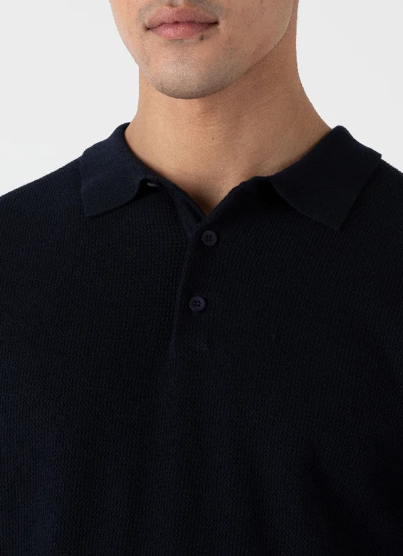 Men's Sunspel x MR PORTER Racked Stitch Polo Shirt in Navy