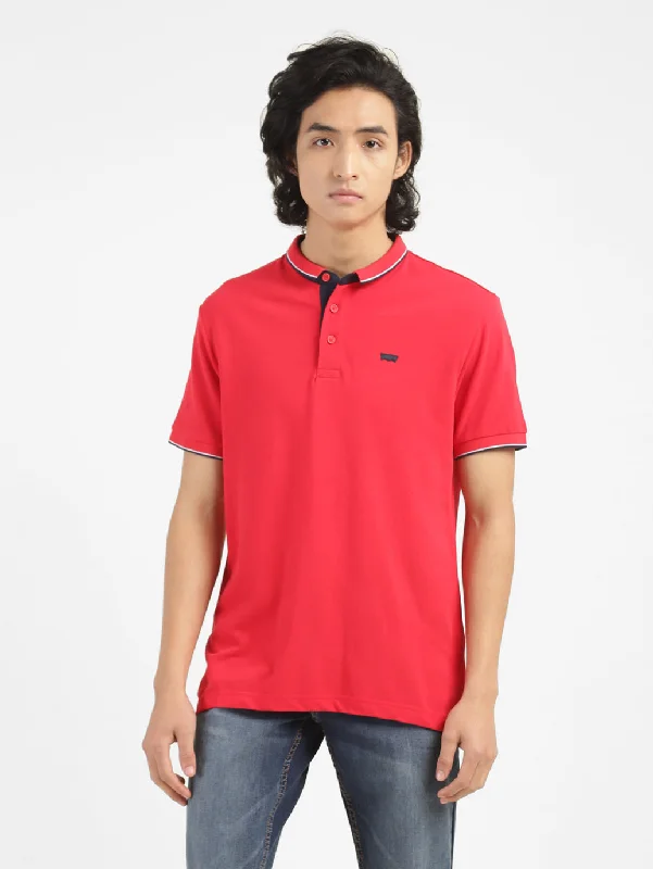 Men's Solid Polo T-shirt Red