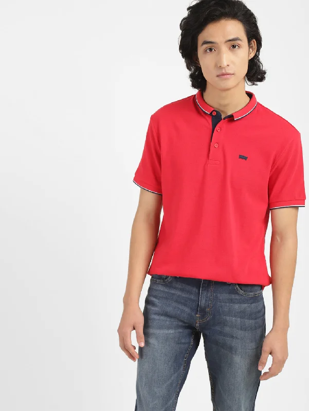 Men's Solid Polo T-shirt Red