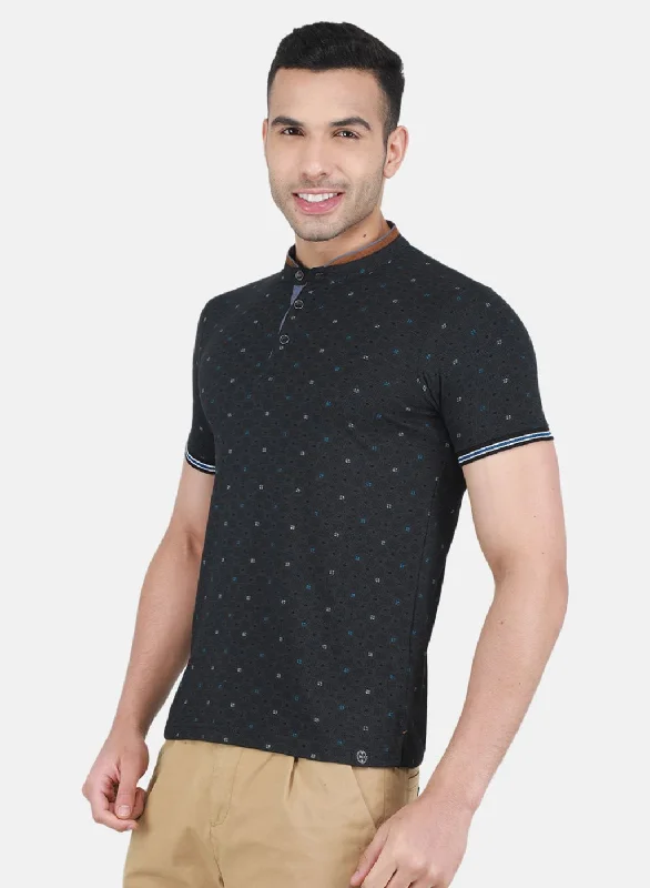 Men Black Printed T-Shirt