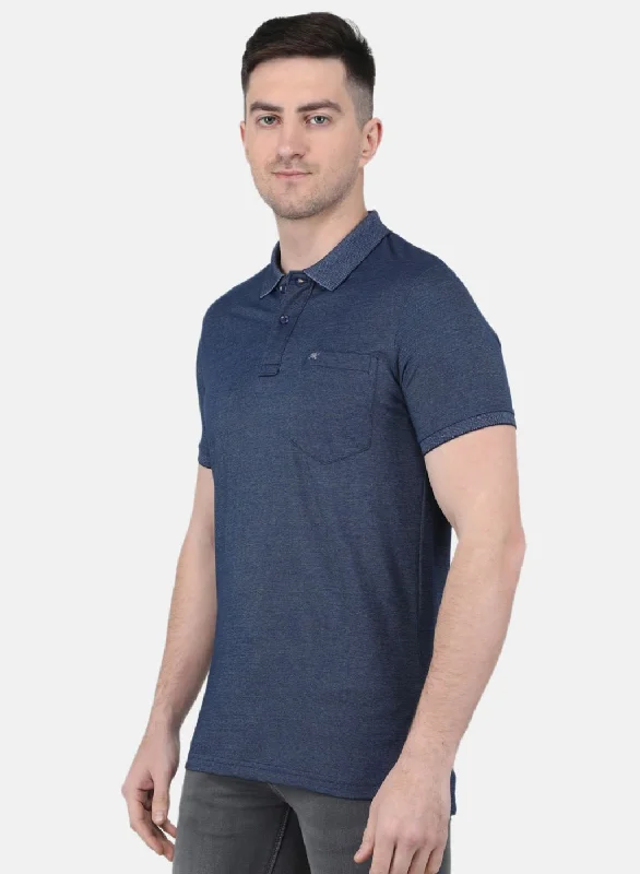 Men Blue Solid T-Shirt