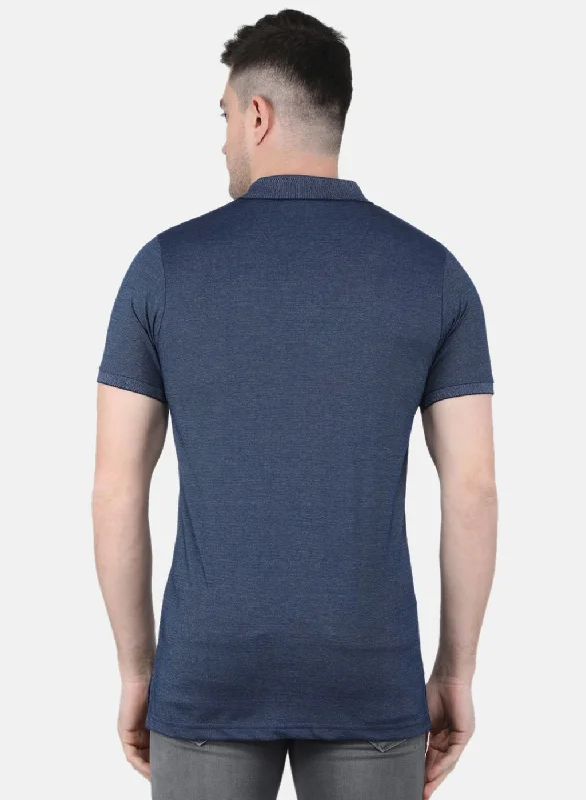 Men Blue Solid T-Shirt