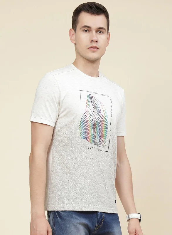 Men Off White Printed T-Shirt