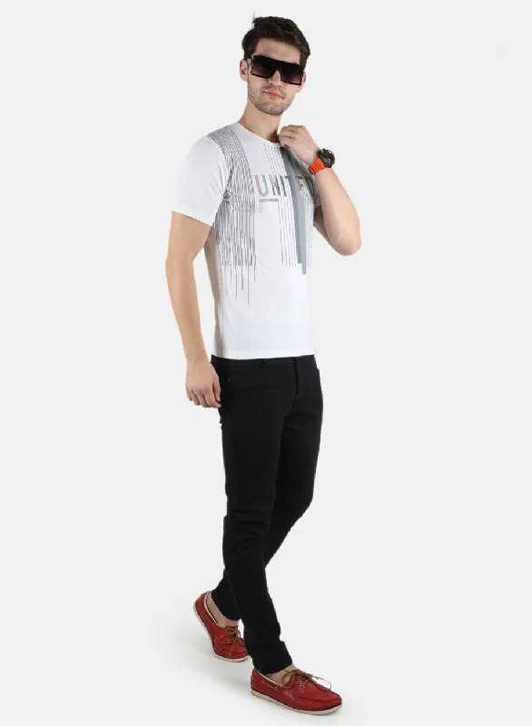 Men White Printed T-Shirt