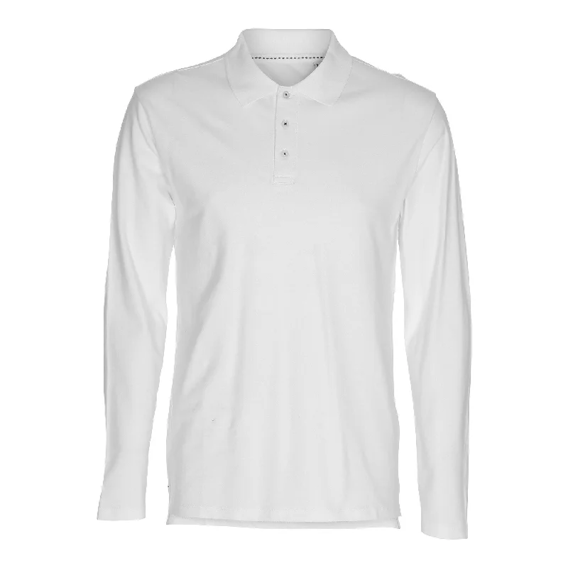 Muscle langærmet Polo Shirt - Hvid