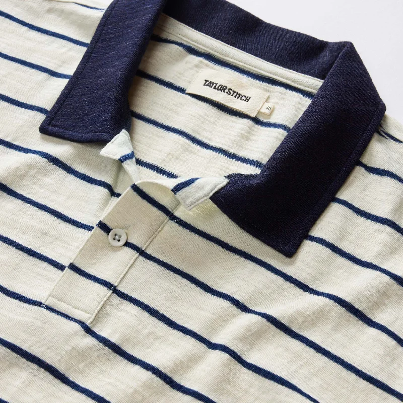 The Organic Cotton Polo in Bleached Natural Stripe