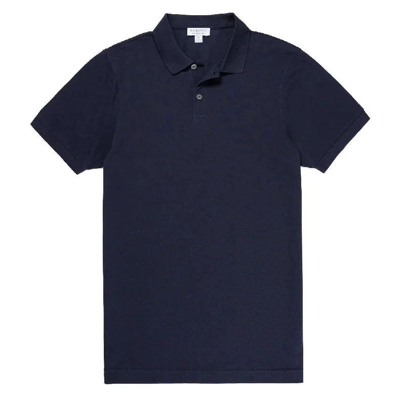 Sunspel Pique Polo Shirt Navy