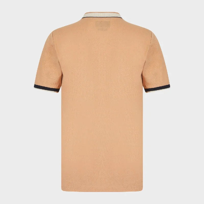 Taupe Contrast Collar Polo