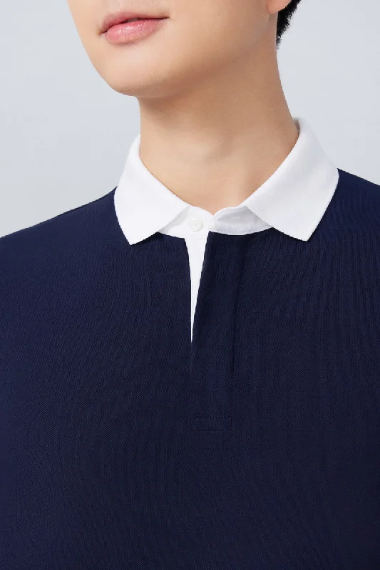 VISDRY™ Pique Contrast Collar Polo | Navy NNY096