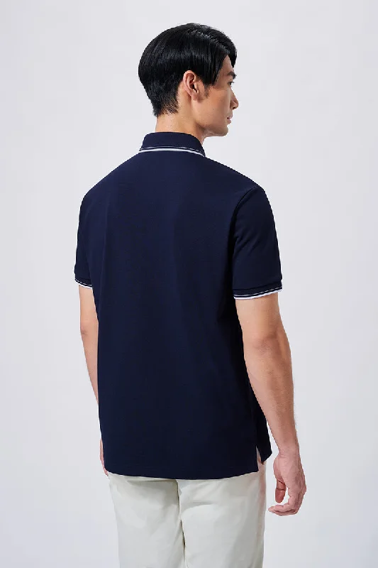 VISDRY™ Pique Tipped Polo | Navy NNY096