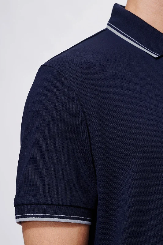 VISDRY™ Pique Tipped Polo | Navy NNY096