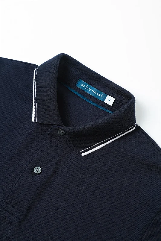 VISDRY™ Pique Tipped Polo | Navy NNY096