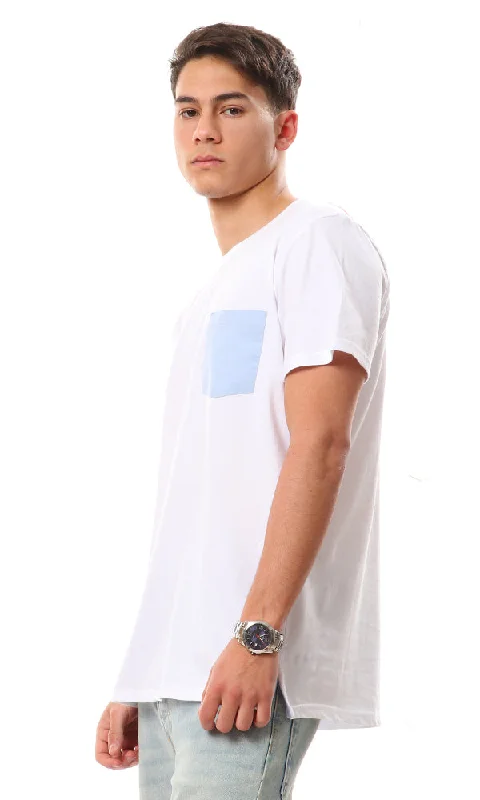 57216 Side Pocket Solid Cotton T-Shirt - White