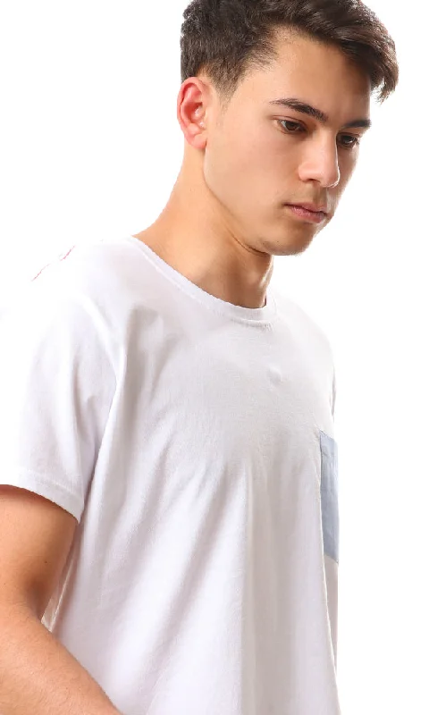 57216 Side Pocket Solid Cotton T-Shirt - White