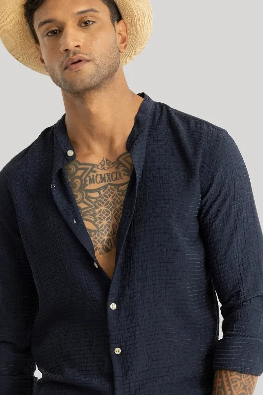 Benedetta Navy Textured Shirts