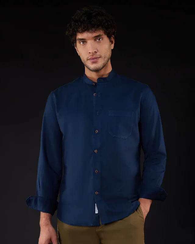 Navy Cotton Linen Shirt