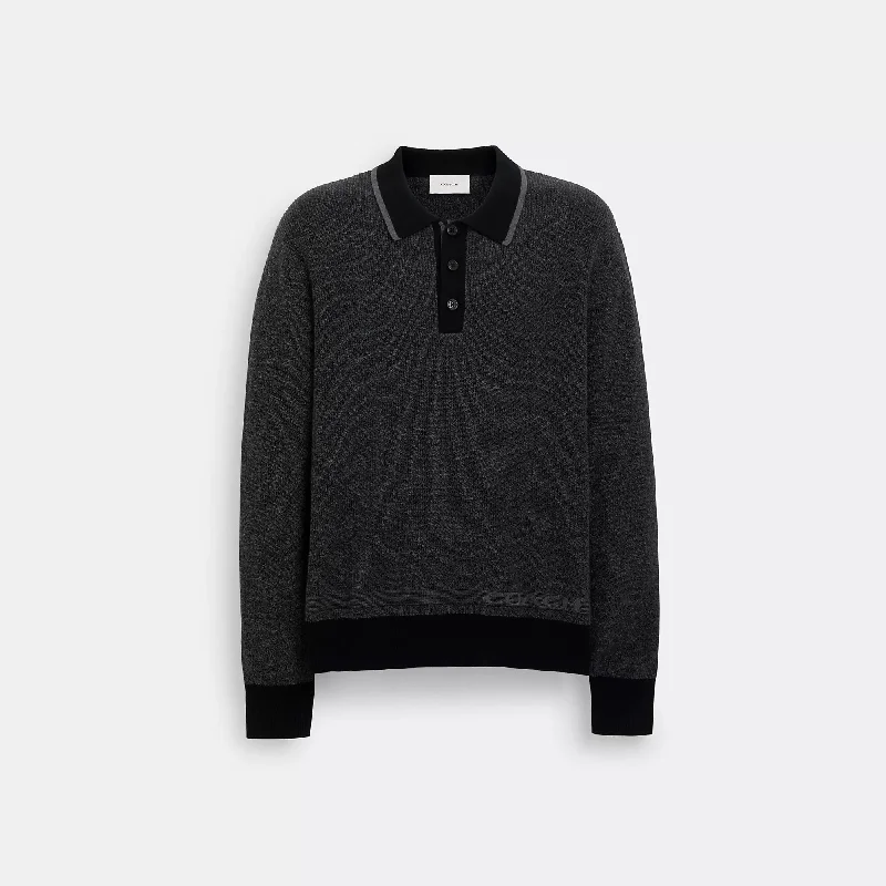 Coach Outlet Knit Long Sleeve Polo