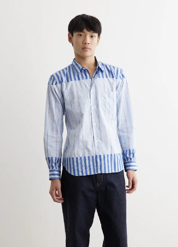 Cotton Dobby Stripe Panel Shirt