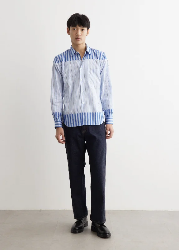 Cotton Dobby Stripe Panel Shirt