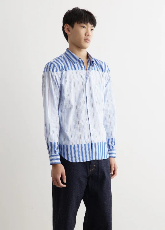 Cotton Dobby Stripe Panel Shirt