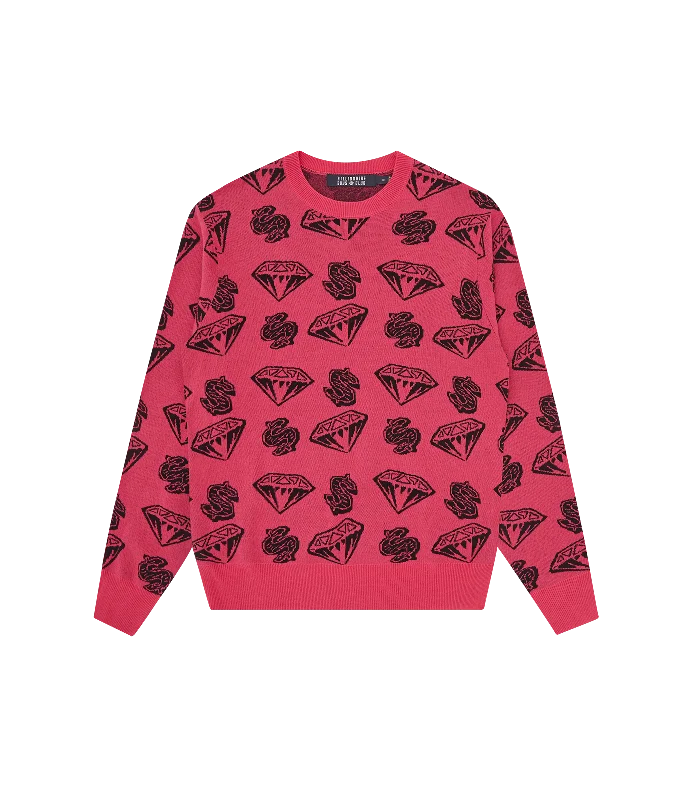 DIAMONDS & DOLLARS KNITTED JUMPER - PINK