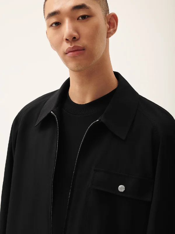 DNA Cotton Linen Harrington Jacket—black