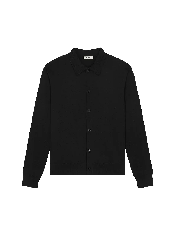 DNA Knitted Collared Shirt—black