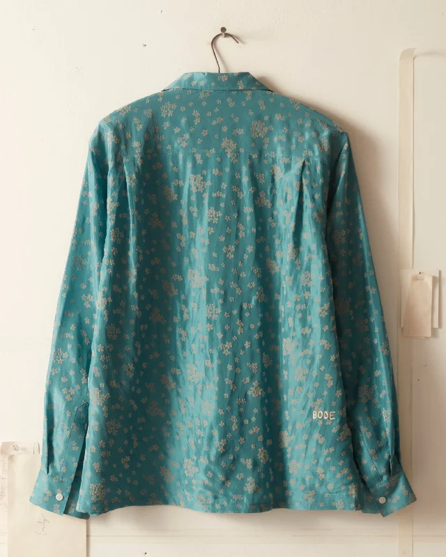 Floral Flocked Long Sleeve Shirt