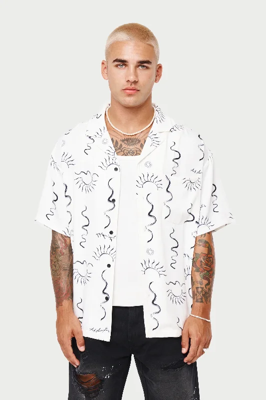 HAND-DRAWN ABSTRACT RESORT SHIRT - OFF WHITE