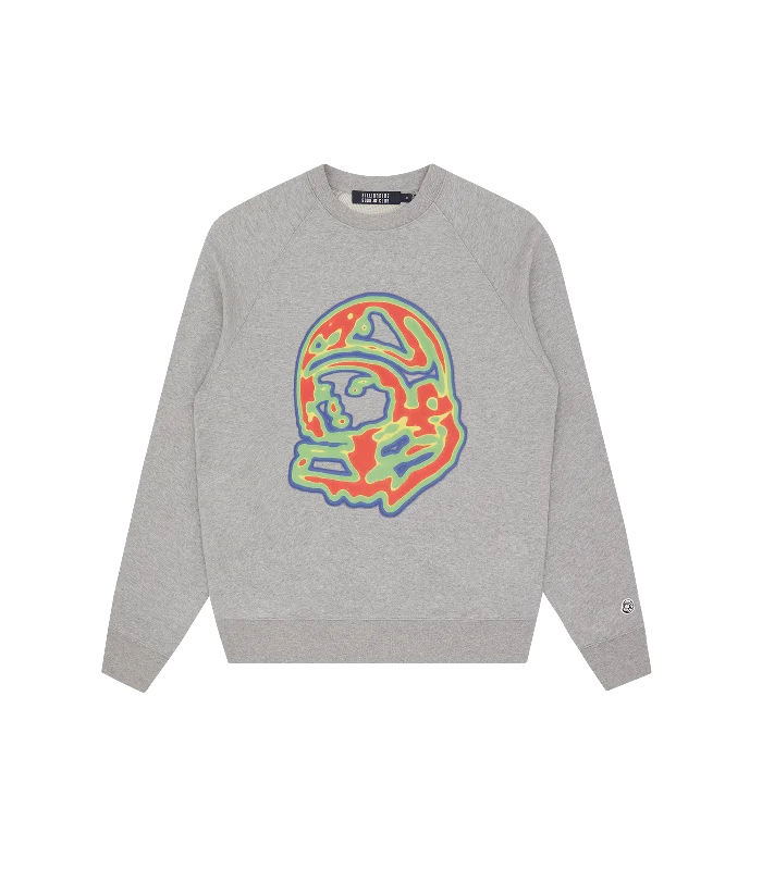 HEAT MAP HELMET LOGO CREWNECK - HEATHER GREY