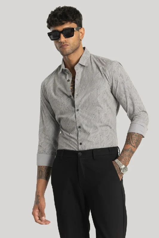 Mauro Light Grey Geometric Shirt