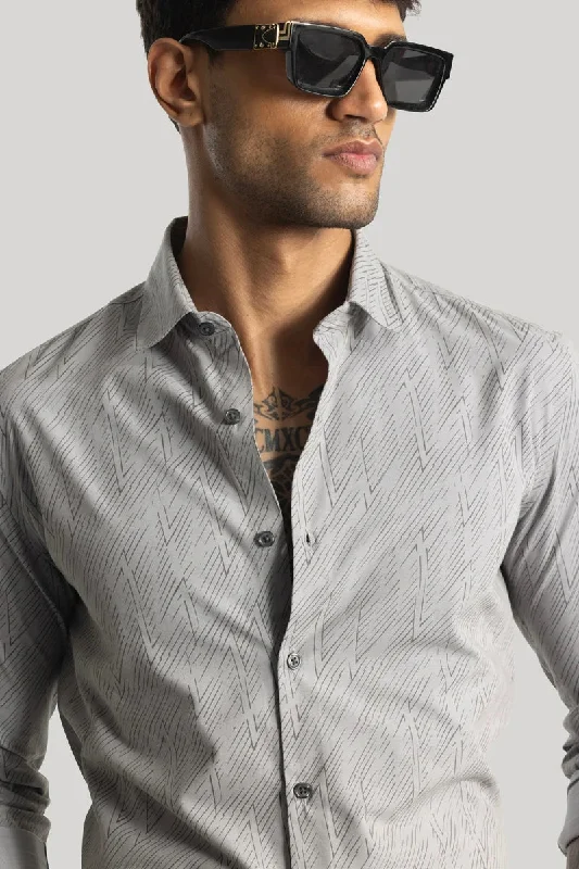 Mauro Light Grey Geometric Shirt