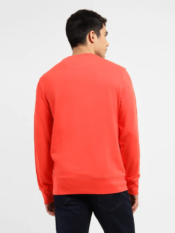 Men's Graphic Print Crew Neck Sweatshirt Red