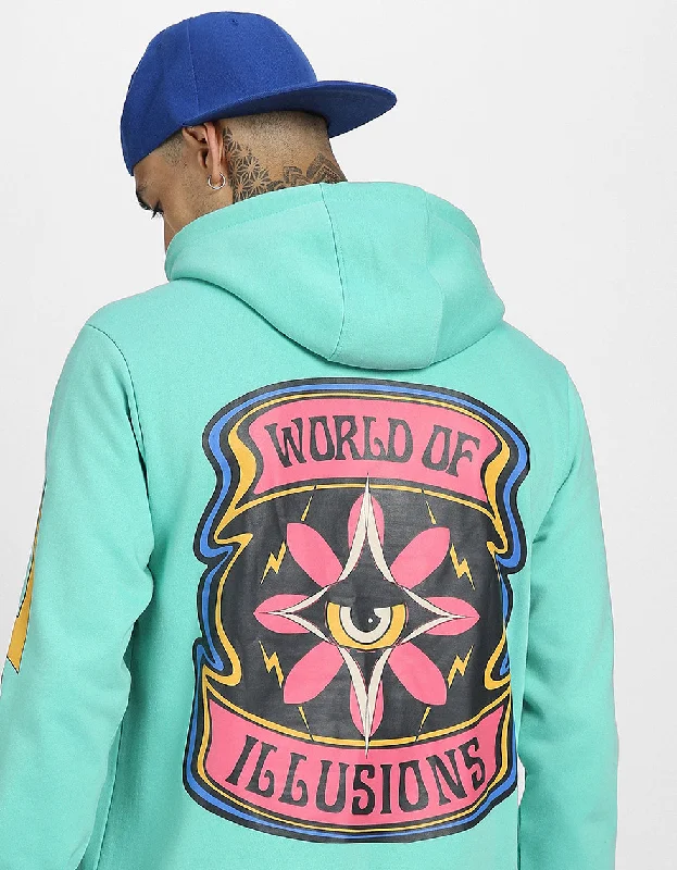 World of Illusion Green Back Graphic Printed Hoodie