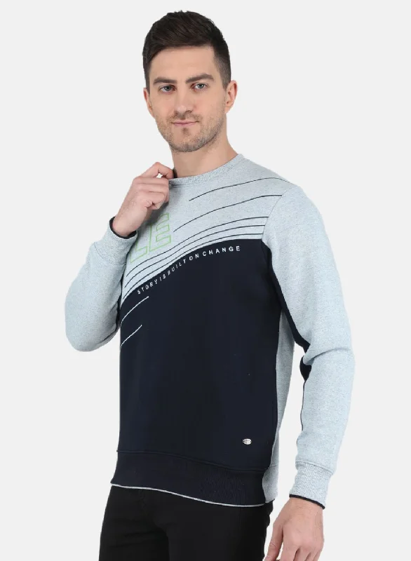 Men Blue Solid Sweatshirt