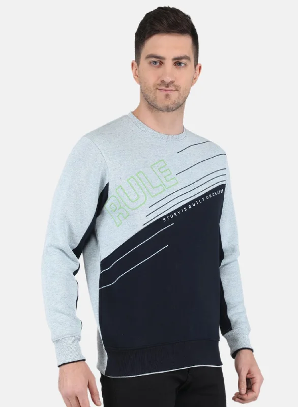 Men Blue Solid Sweatshirt