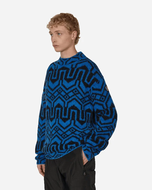 Jacquard Mock Neck Sweater Blue