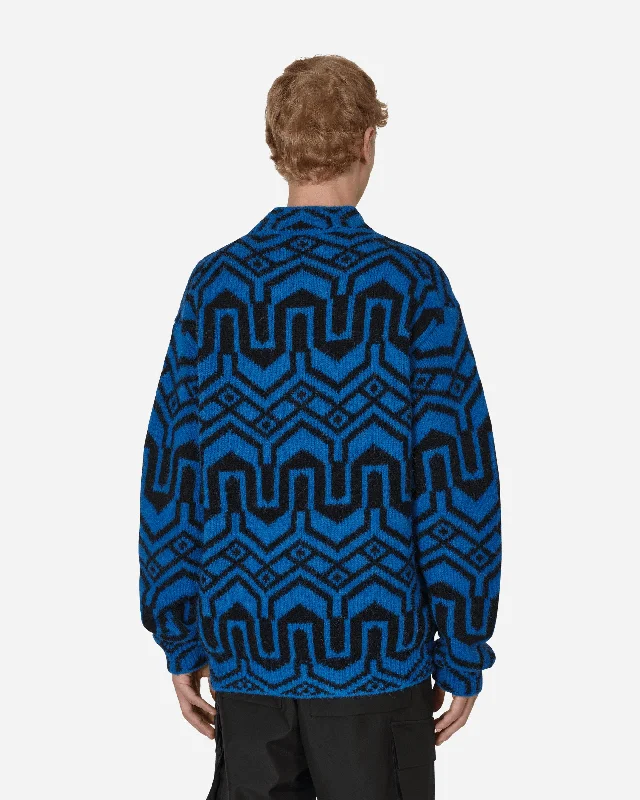 Jacquard Mock Neck Sweater Blue