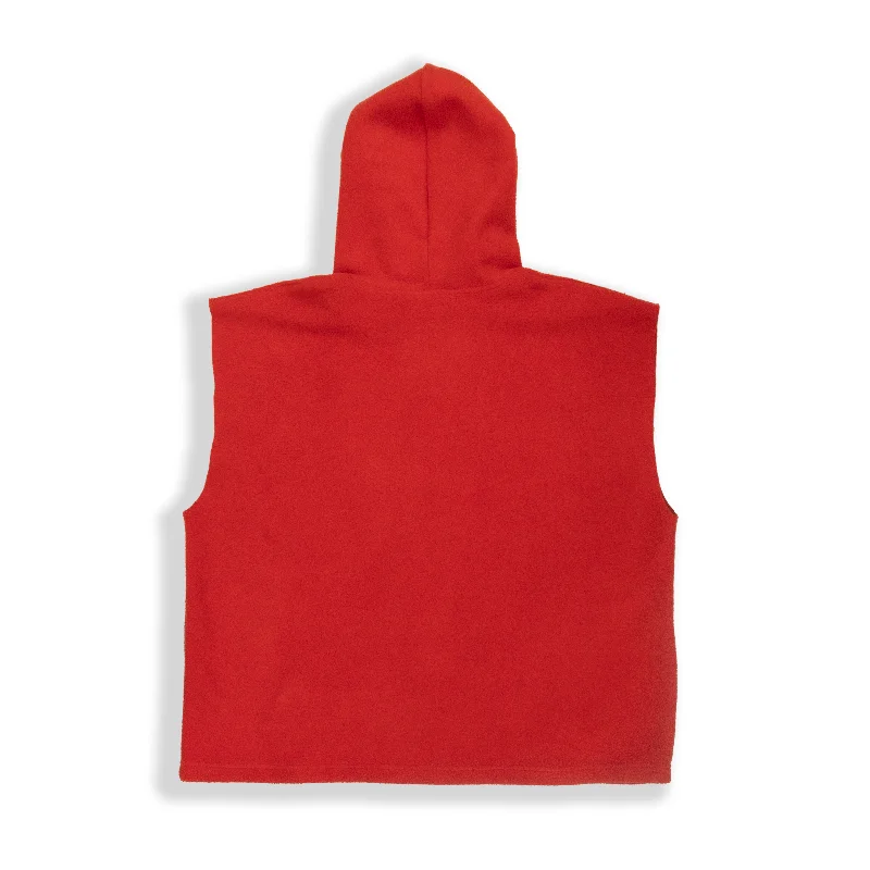 PATCHWORK FLEECE HOODIE IN RED