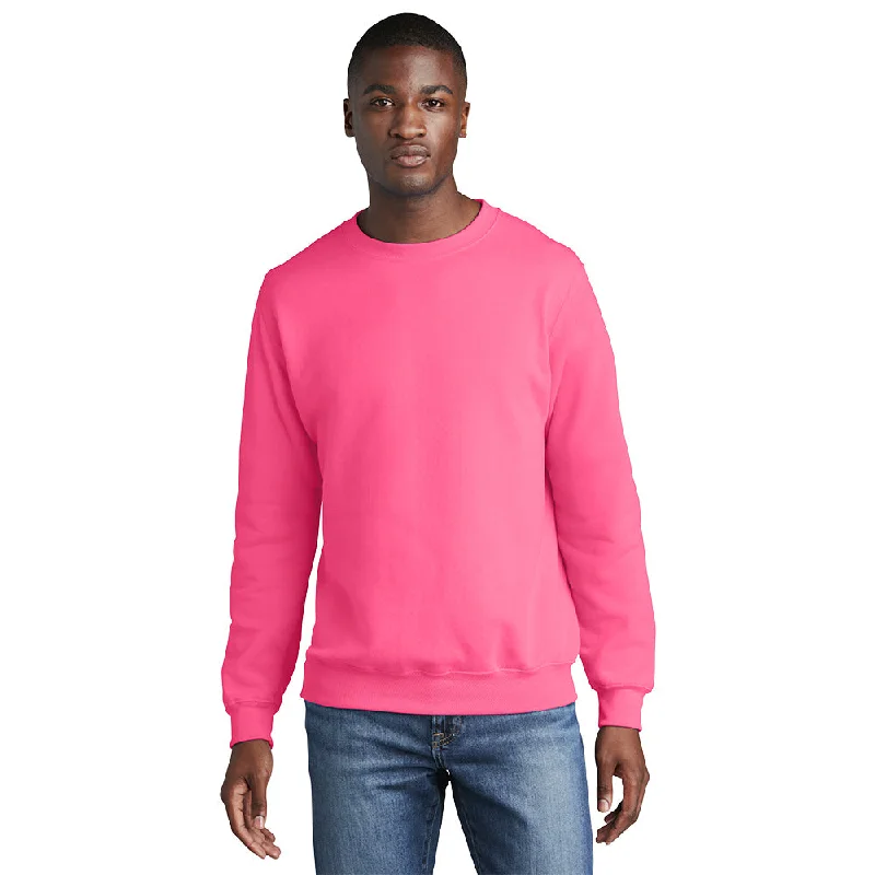 Port & Company PC78 Core Fleece Crewneck Sweatshirt - Neon Pink