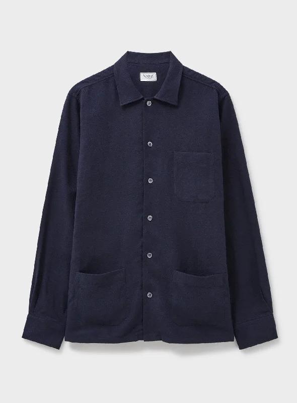 Recycled Italian Flannel Deep Navy Shirt Jacket